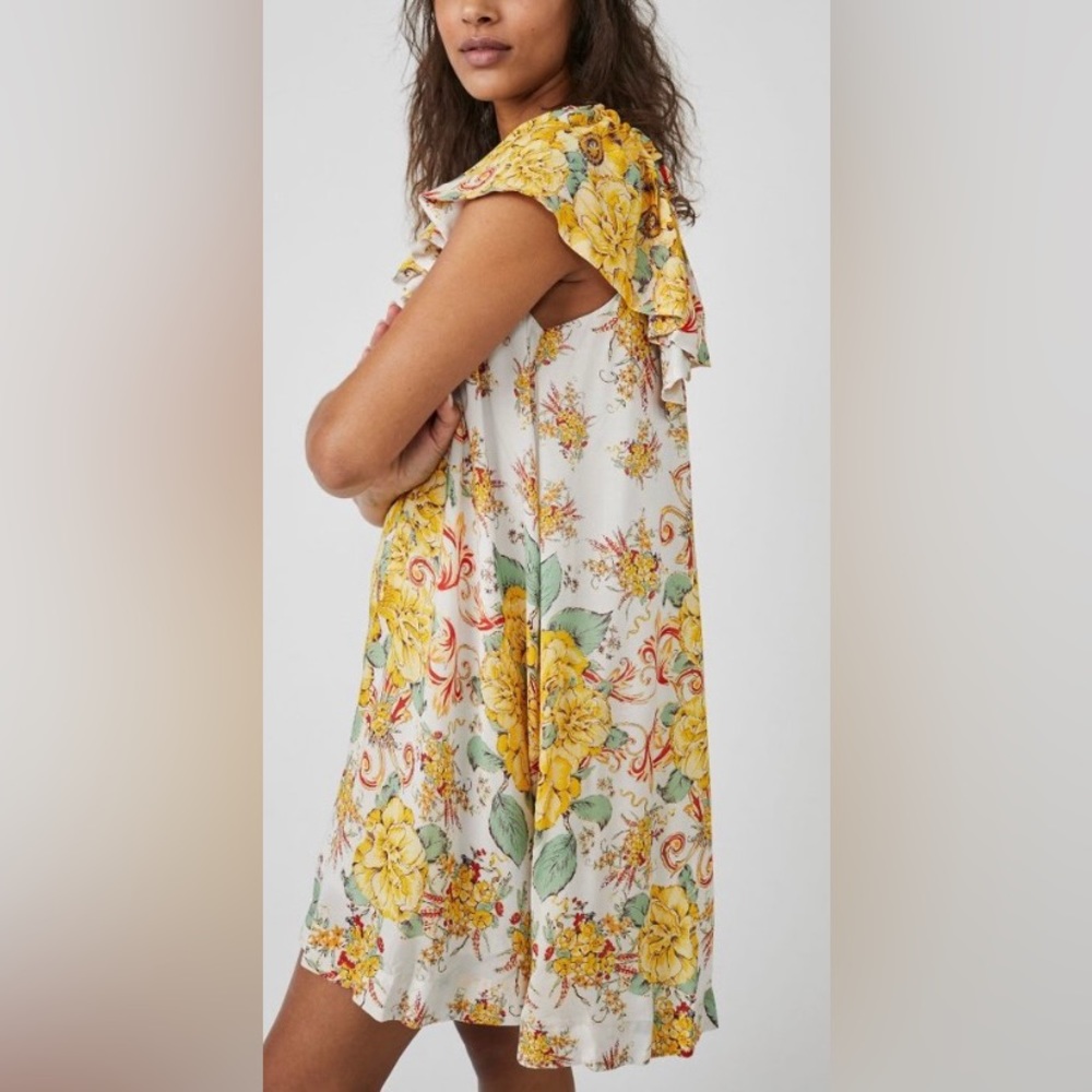 🔖 FREE PEOPLE
Yara Printed Flutter-Sleeve Floral Minidress Tea Combo OB1785306 - Picture 5 of 8